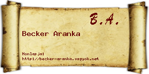 Becker Aranka névjegykártya